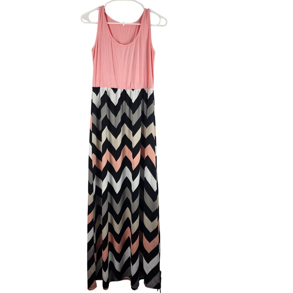 Chevron Light Weight Maxi Dress‎ XL Womens Multicolor Stretchy Summer Beachy